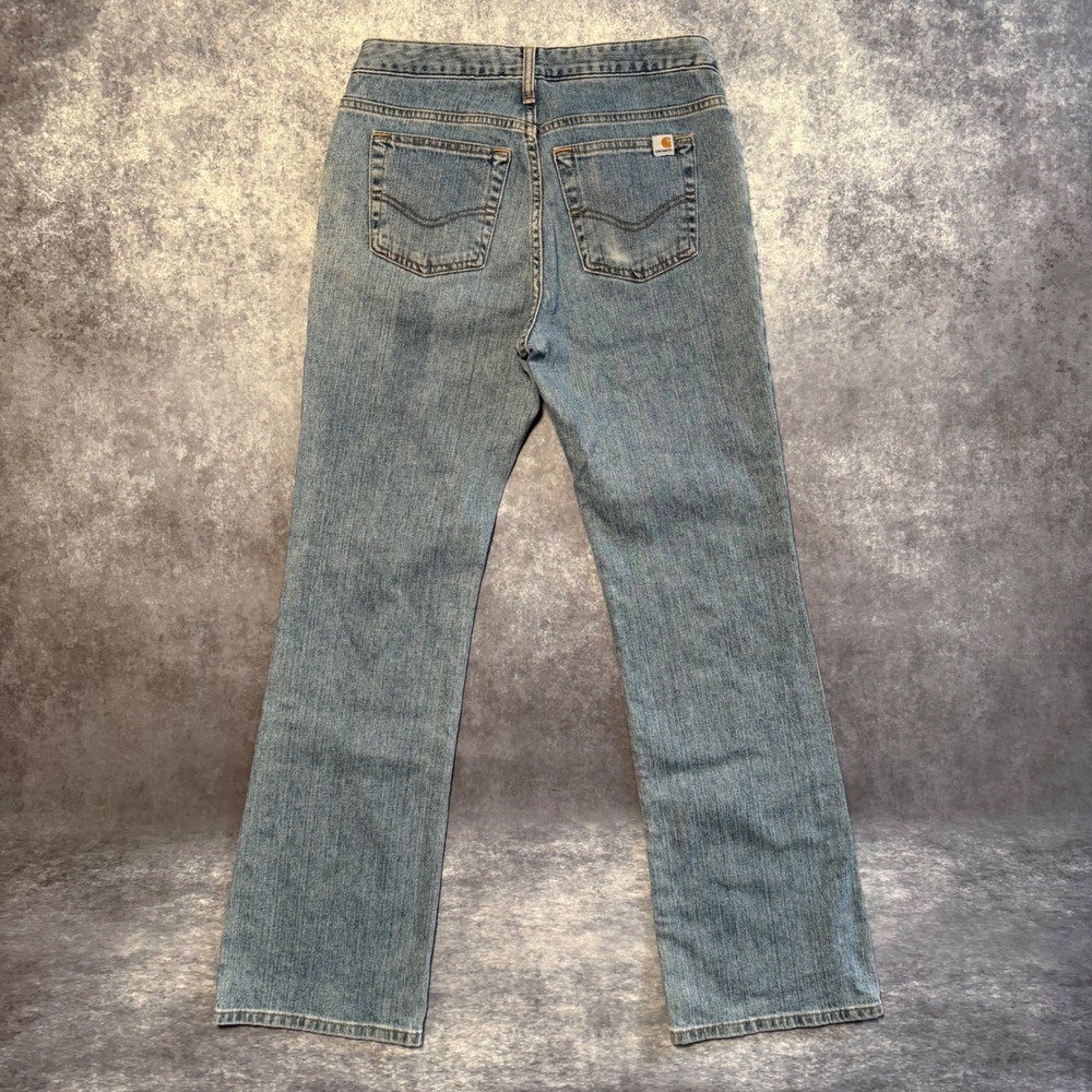 Carhartt Womens Blue Denim Bootcut Jeans Medium Wash Workwear Casual 30x30